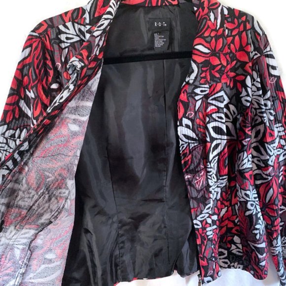 R-Q-T 100% Cotton Botanical zip up jacket. Womens size L - Picture 2 of 4